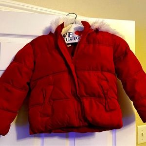 Used in excellent condition red toddler puff coat ..